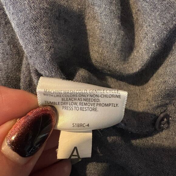 Eileen Fisher Cotton / Linen Blend Blue Chambray Tunic Top sz M - Picture 7 of 8